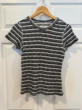 Everlane Black and White Striped Short-Sleeve Knit Tee